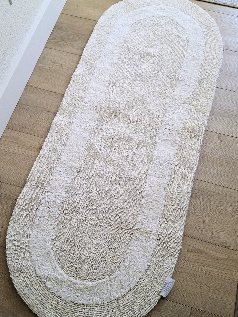 Handcrafted Cotton Double Ruffle Oval Bath Rug Runner - Picture 9 of 9